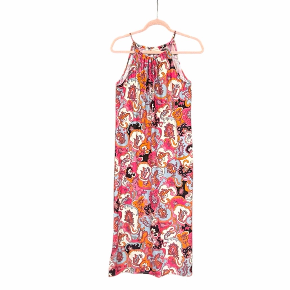 Jude Connally Women’s‎ Pink and Orange Paisley Halter Maxi Dress Size Medium